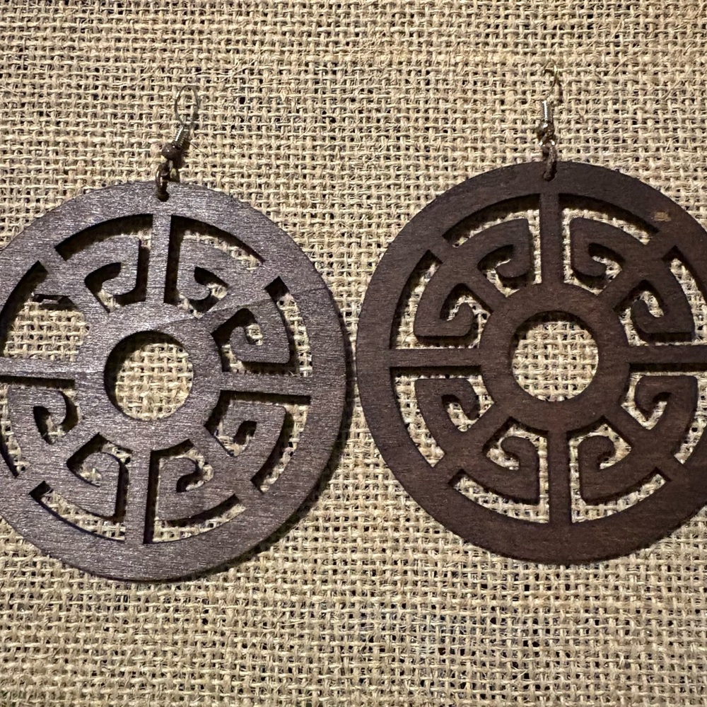 Wooden Circular Earrings